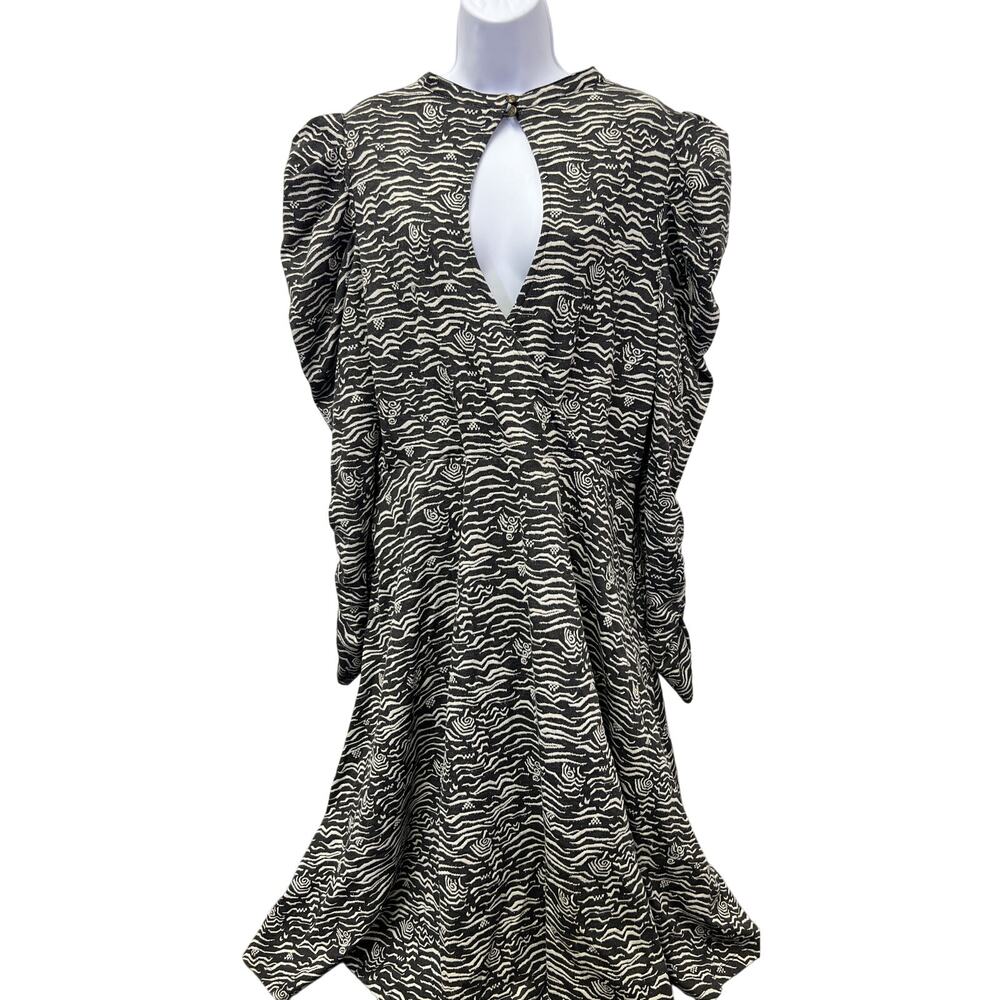 🖤 by Anthropologie Black Ivory Abstract Zebra Print Keyhole Dress Womens US 2X